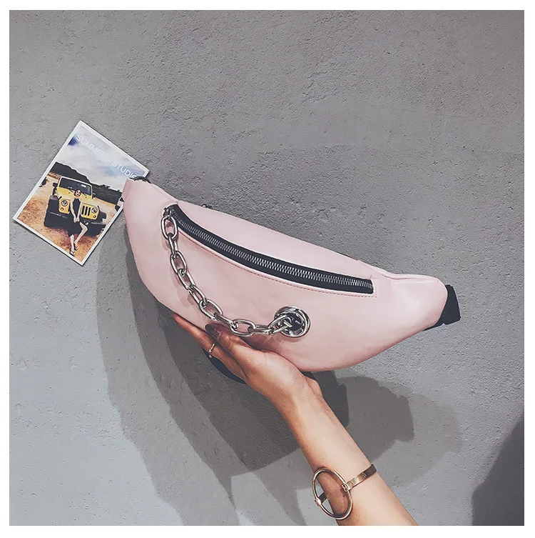 

QIUYIN Walking Shopping Multi-function Bag Casual Chain Lychee Leather Fanny Pack Waist Bag Casual Waterproof Antitheft Women