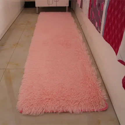 Утолщенный спальный длинный Коврик для йоги, мягкая плюшевая прикроватная стелька, противоскользящий диван, лохматый коврик, коврик для прихожей, татами, коврики для балкона - Цвет: Розовый