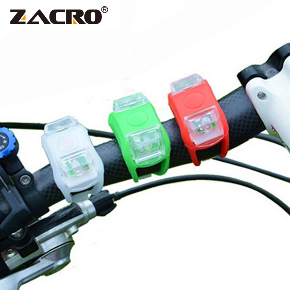Clearance Zacro Bicycle Front Light Flash 3 Modes Silicone LED Head Front Rear Wheel Bike Light Waterproof Cycling Lights with Battery 1