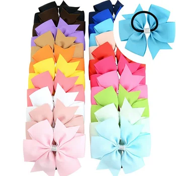 

20pcs/lot 4.5''Baby Girls hair rope Hair Bow Boutique Solid Hairband Bow Elastic Hair Bands Ropes Bowknot Headwear Accessory A92
