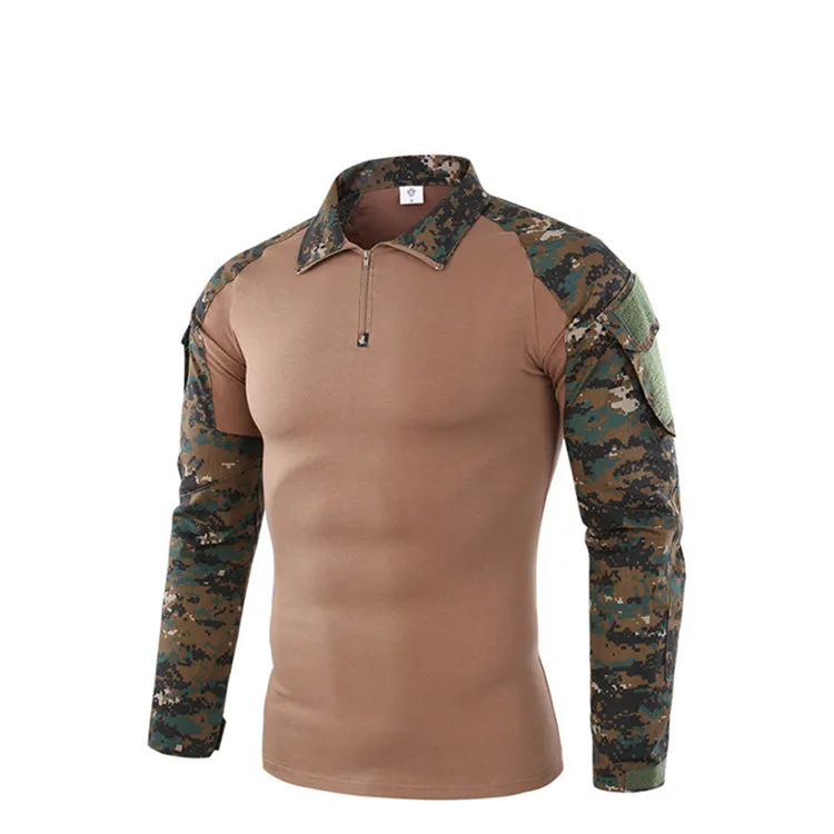 Men's Tactical Military Combat Shirt Breathable Army Assault Camo Long Sleeve T Shirt Outdoor Sports Camouflage Hunting Uniform