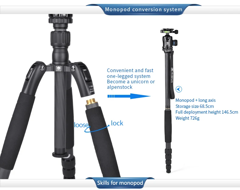 SIRUI T-1205SK+ K10X шаровой головкой 5-секционный углеродного волокна Pro Штатив 142 см Макс