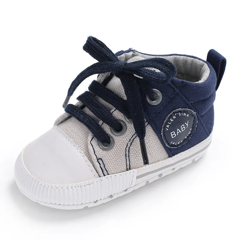 Одежда для маленьких мальчиков из плотной ткани в виде букв, сапоги-трубы, которые делают первые шаги; мягкая подошва; обувь для маленьких детей Новорожденные обувь для малышей - Цвет: Синий