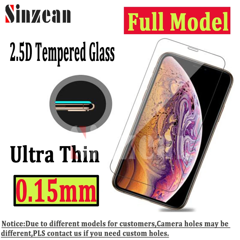 Sinzean 500pcs Ultra Thin 0.15mm Thickness For IPHONE 5/5S/6/7/8 plus/XS/XS MAX/XR Tempered Glass Screen protector