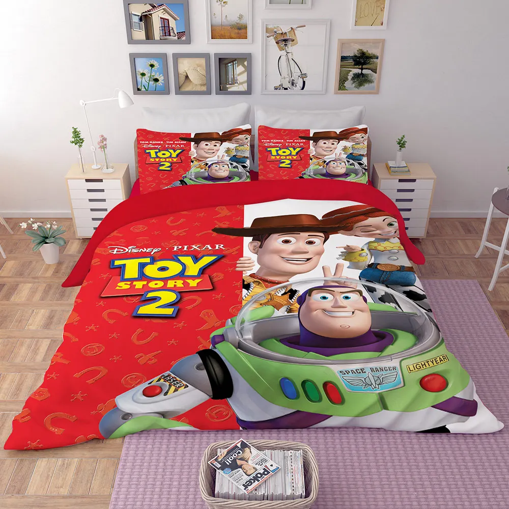 قصة لعبة شريف وودي السنة الضوئية الطنانة طقم سرير الملكة حجم غطاء لحاف ريش للأطفال نوم ديكورا الفتيان التوأم سرير واحد كامل