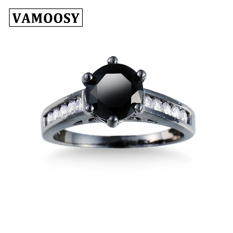 Женское/Мужское обручальное кольцо VAMOOSY простое черного и золотого цвета с