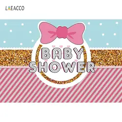 Laeacco Baby Shower фоны розовые полосы галстук золотые блестки баннер плакат фотографии фоны фотосессия Фотостудия