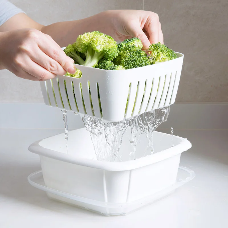 Double wash basin drain basket wash fruit wash artifact artifact basket kitchen plastic living