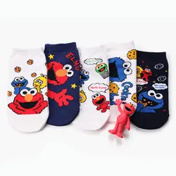 Женские носки с изображением уличного персонажа Сезам, косплей, печенья, монстра, эльмо, модные, новинка, забавные, милые, счастливые носки