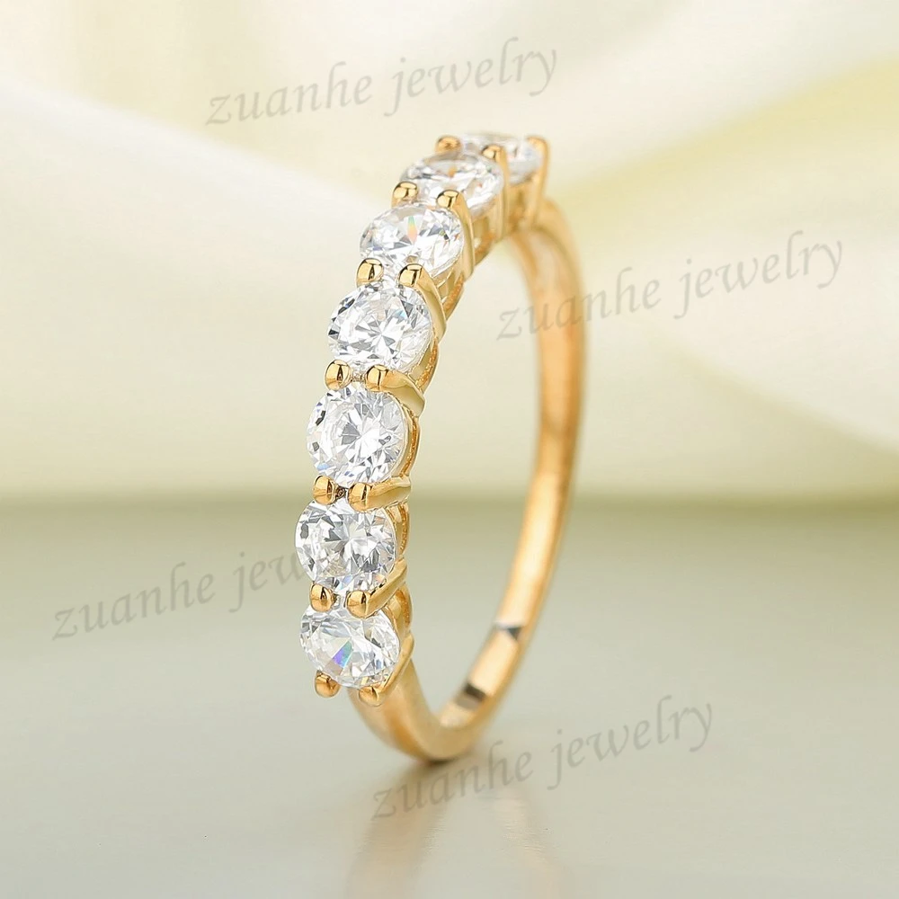 

3.4MM Round Cut Brilliant CZ 925 Sterling Silver Yellow Gold Plated Wedding Ring Cubic Zirconia