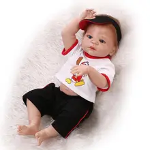 23 Inch/57cm Full silicone Body Reborn Baby Dolls Boy Gender Rooted Hair Baby-reborn Children Bebe Toy Bonecas Bouquets Juguetes