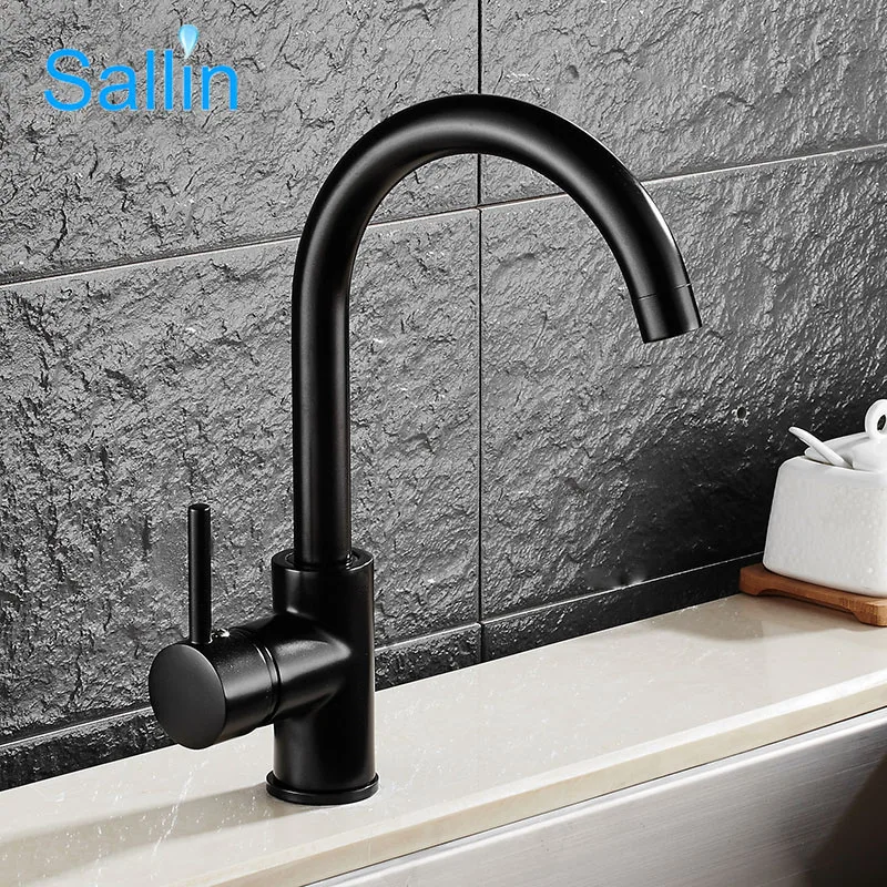 

Black Brass Kitchen Faucet 360 Degree Swivel Single Handle Faucet Chrome Bronze Kitchen Sink Mixer Water Tap Crane New Arriving