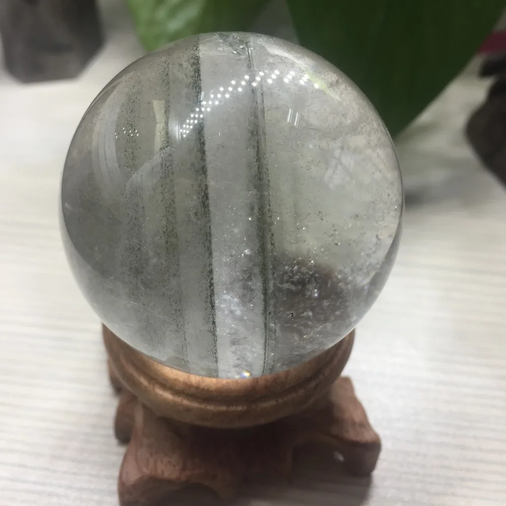 45mm Crystal Ball Green Phantom Quartz Transparent Ball Sphere Stone Carved Ball Crystal Craft