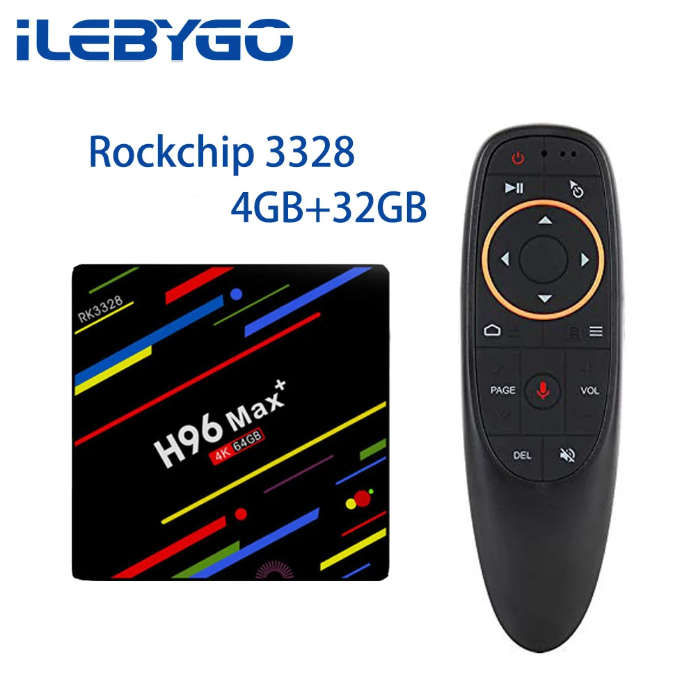 

Ilebygo H96 MAX Plus Android 8.1 Set top box 4GB+32GB/64GB RK3328 Dual WiFi Smart TV BOX 2.4G Voice Remote Control USB3.0