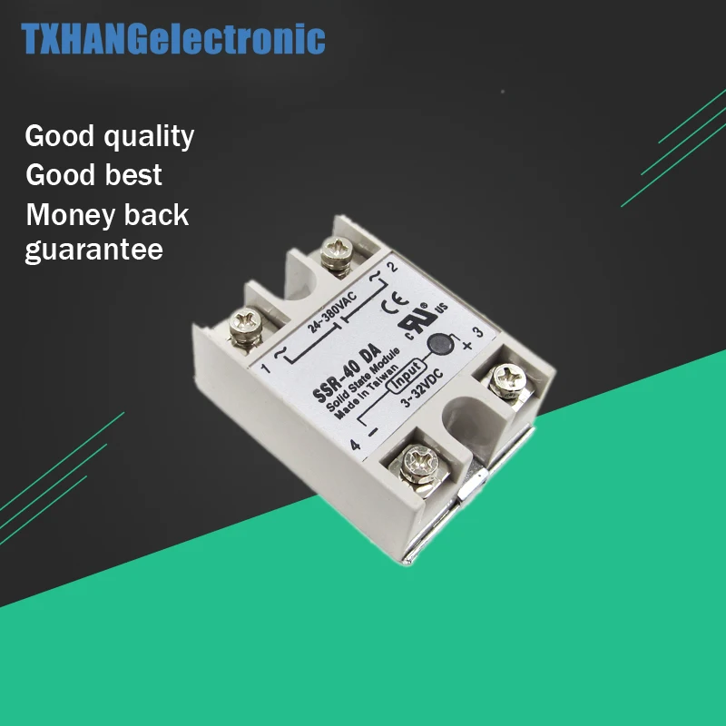

1pcs 24V-380V 40A 250V SSR-40 DA Solid State Relay Module 3-32V DC To AC