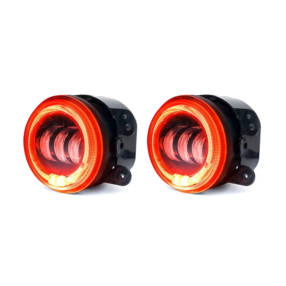 Gold light 2 шт. 30 Вт круглый светодиодный Противотуманные фары 4 дюймов поворота сигнальный светодиод противотуманный прожектор света автомобиля с красным Halo Кольцо «Ангел» Wrangler - Цвет: Gold light