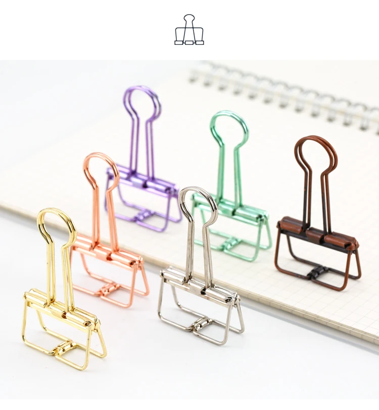 Mr Paper 8 Colors 3 Sizes Ins Colors Gold Sliver Rose Green Purple Binder Clips Large Medium Small Office Study Binder Clips