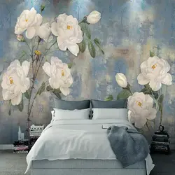 Пользовательские 3D фото обои Nordic Винтаж акварель цветок белая Роза росписи ТВ Гостиная Спальня стены Papel де Parede 3D росписи