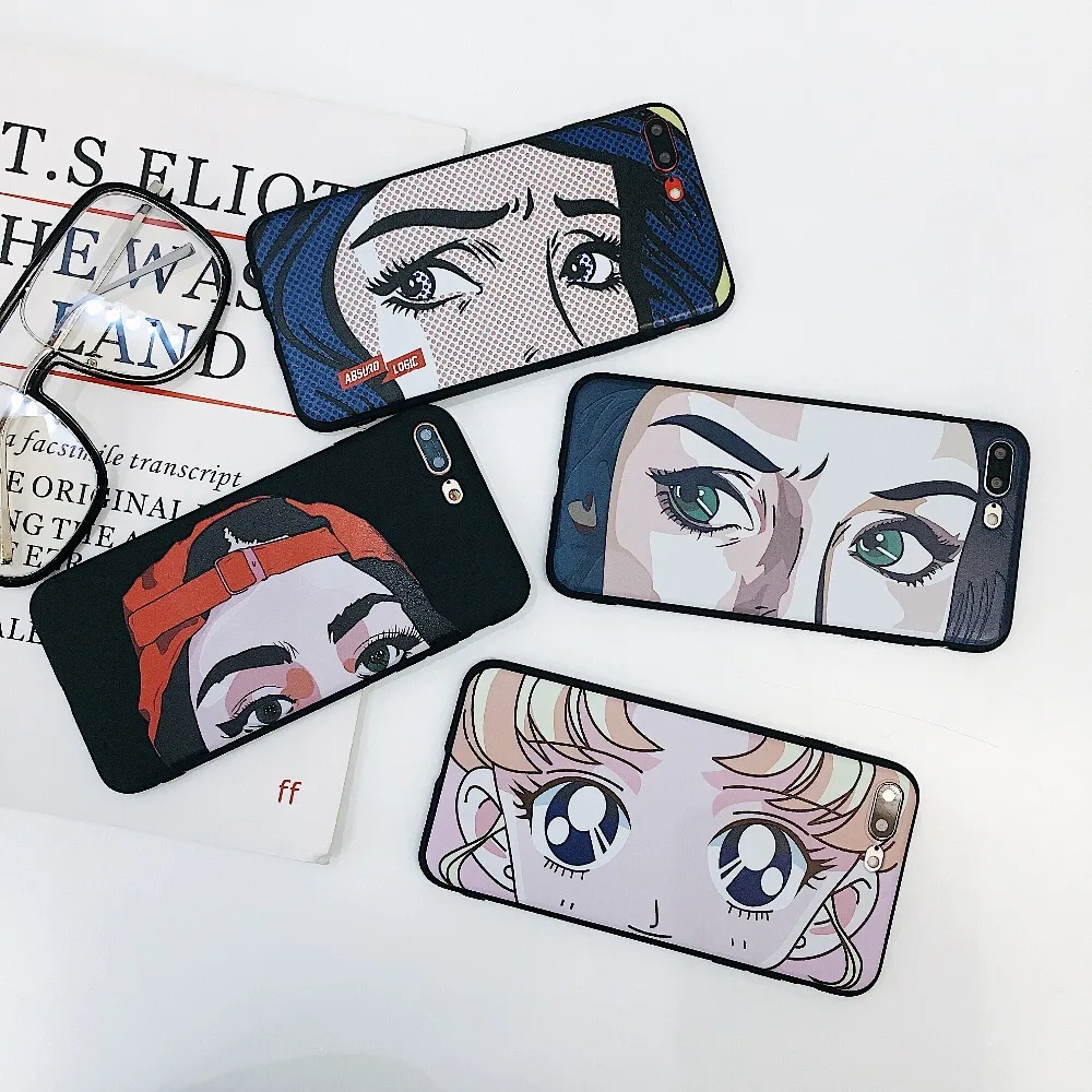Cartoon Sailor Moon Beautiful girl selfie eyes Cute 3d relief Soft TPU Phone Case for iphone 8 7 6 6s X XS XR Max plus Cover |