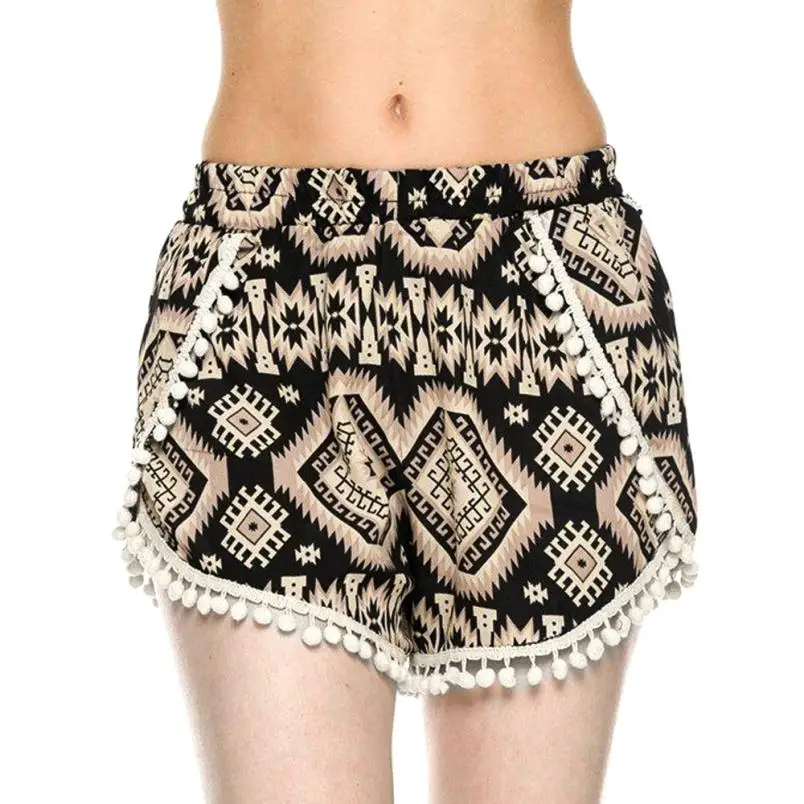 Женские шорты с высокой талией и кисточками, летние короткие пляжные S-XL 0704