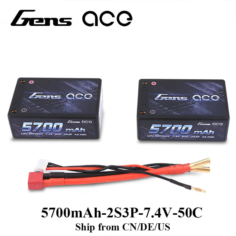 Gens ace Lipo аккумулятор 2S3P 5700mAh Lipo 7,4 V аккумулятор 50C Аккумулятор для 1/10 автомобилей 1/8 HPI BSD красный автомобиль RC автомобильные аксессуары