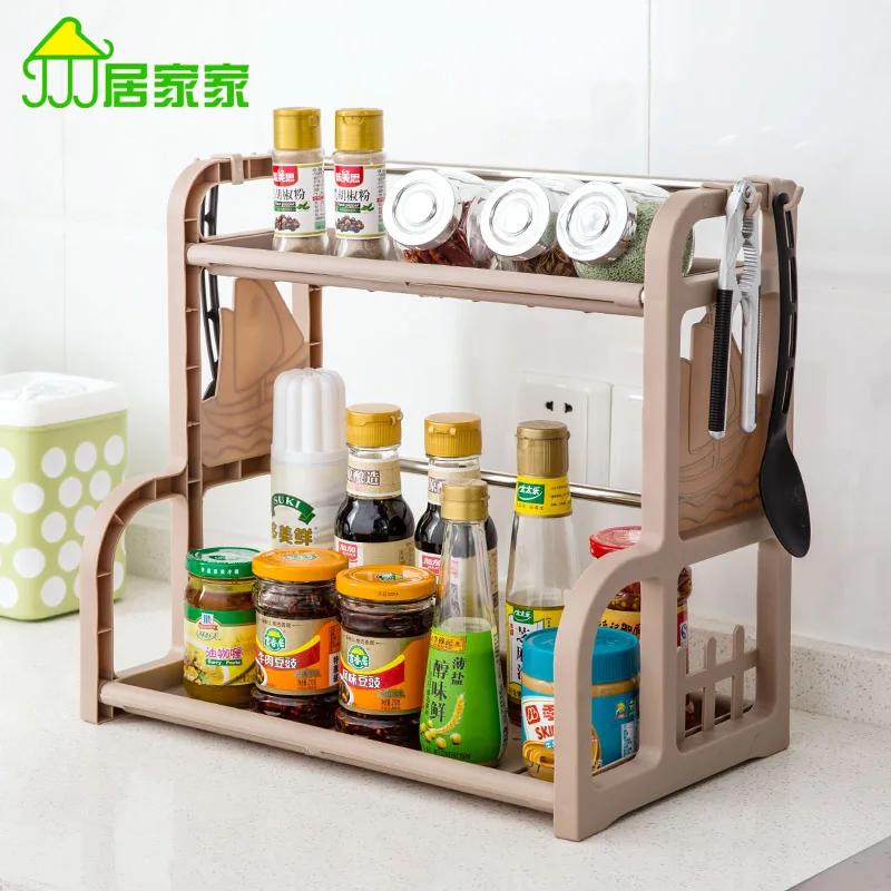 Double thick cruet condiment racks, kitchen supplies floor storage rack