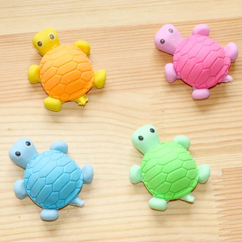 36pcs/lot Novelty Turtle Mini Rubber Erasers Study Writing Stationery Kids Birthday Festival Party Favor takeaways Gifts Goodie