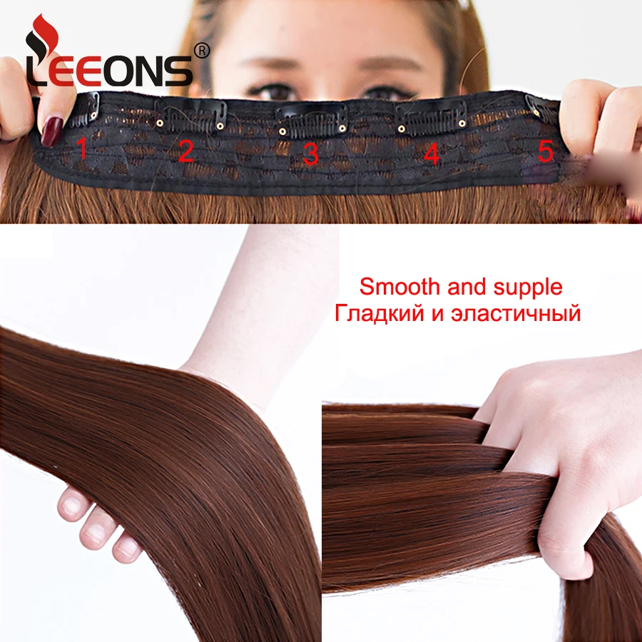 Leeons синтетические волосы Омбре 5 клипс волосы для наращивания черный фиолетовый серый фиолетовый волосы для наращивания прямые волосы на клипсах 22 дюйма
