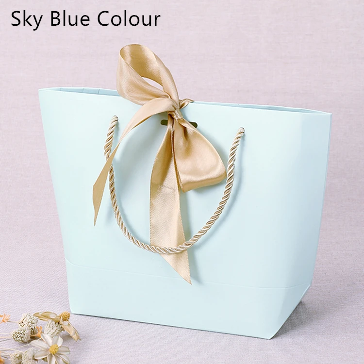 10pcs Large Size Gift Box Packaging Gold Handle Paper Gift Bags Kraft Paper With Handles Wedding Baby Shower Birthday Party