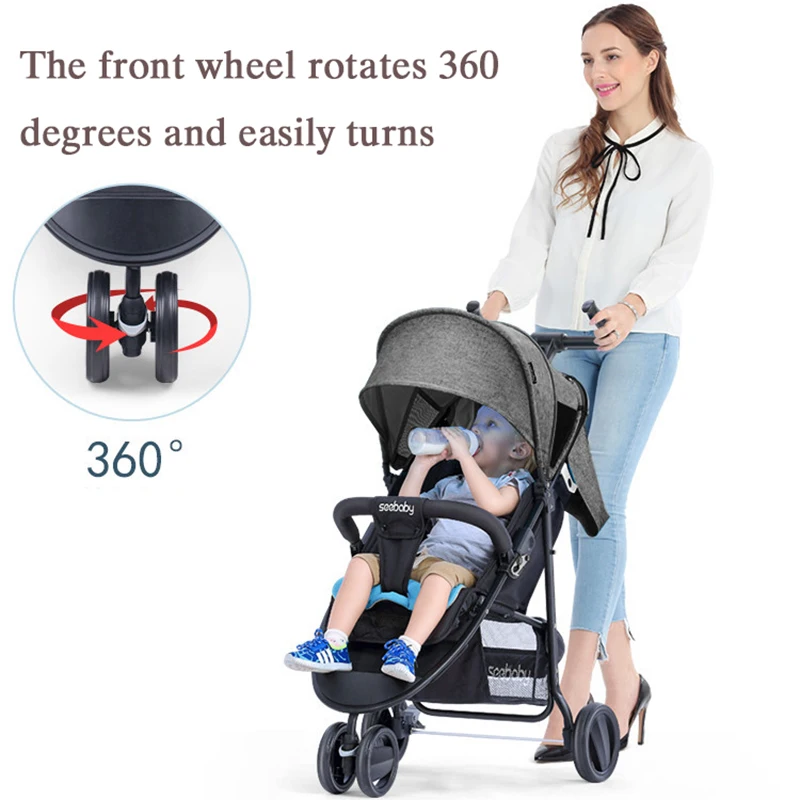 

Seebaby St. Debei children's trolley can sit on the reclining three-wheeled stroller portable folding wagon, suitable for newbor