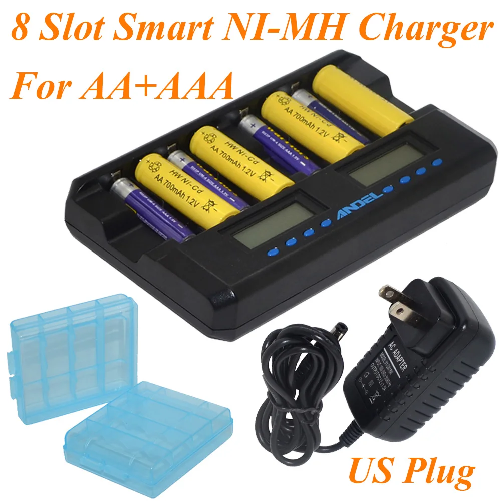 

8 slot smart AA AAA NIMH rechargeable batteries lcd charger with discharger Capacity repair activation function black-10000606EU