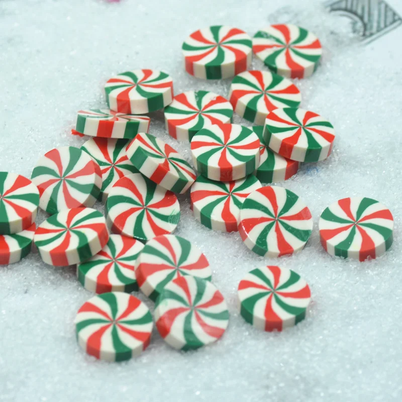 20 unidades/pacote 20mm três cores verde-branco-vermelho tira falso doces, doces de argila, miniaturas d.i.y, frete grátis
