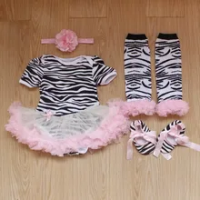 4 предмета в комплекте; комплект из двух предметов кружевной комбинезон для новорожденного розового цвета с принтом зебры платье-пачка для маленьких девочек повязка, туфли леггинсы для От 0 до 12 месяцев
