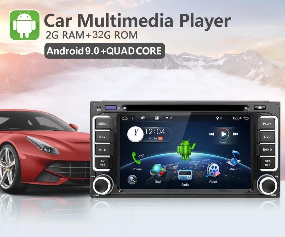 Clearance 2 din Android 9.0 car multimedia player for Toyota Hilux VIOS Old Camry Prado RAV4 Prado 2003-2008 4 core car dvd player wifi BT 5