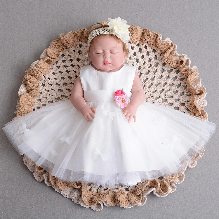

Appliques Baby Girl Flower Dress Newborn Baptism Dresses for Birthday Tulle Girl Party Infant Princess Dress Christening Gowns
