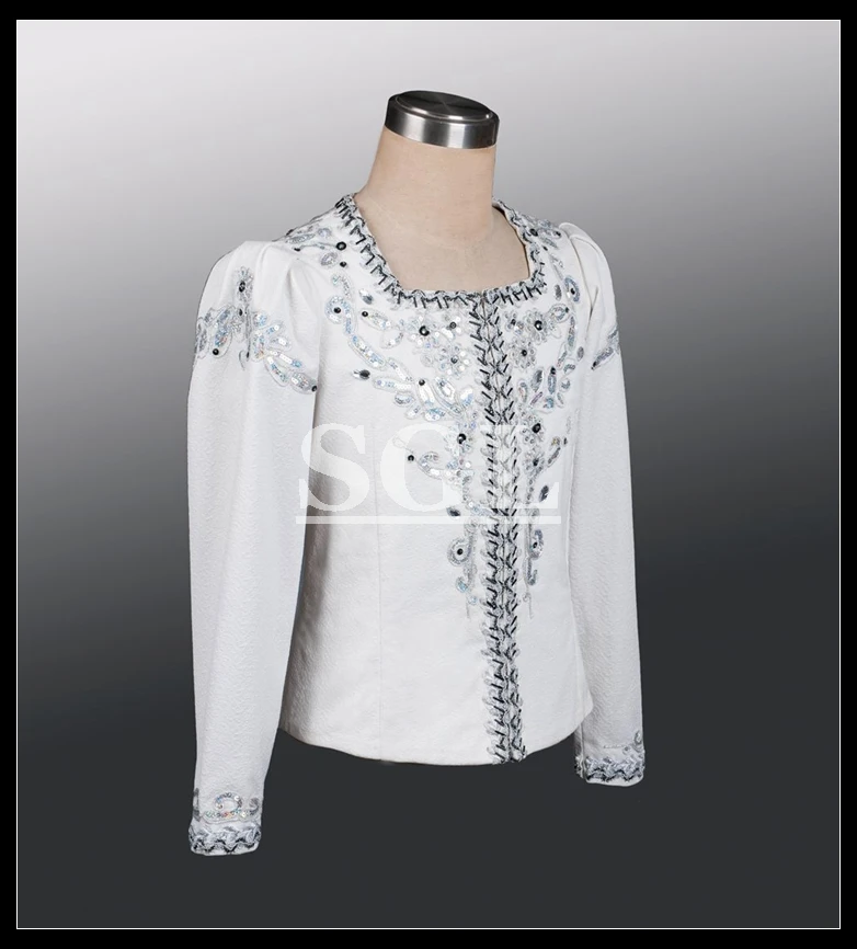 Бесплатная доставка белый Цвет серебряные украшения принц танцевальный костюм для Балетные костюмы театральные представления Балетные