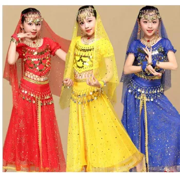 

Top+Pants+belt+Veil Children Belly Dance wear Costumes Kids Women Stage wear Dancing clothes Bollywood Indian dancing dress