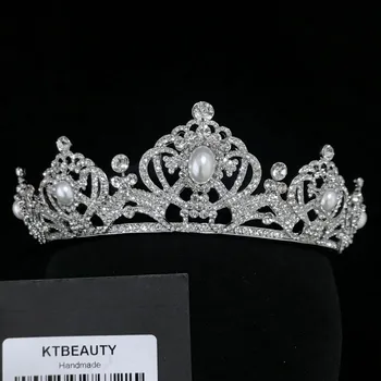 

Vintage Luxury Zircon Pearl Gorgeous Crown Tiara Fashion Hairband Princess Crystal Hair Jewelry Romantic Bridal Head Chain Head