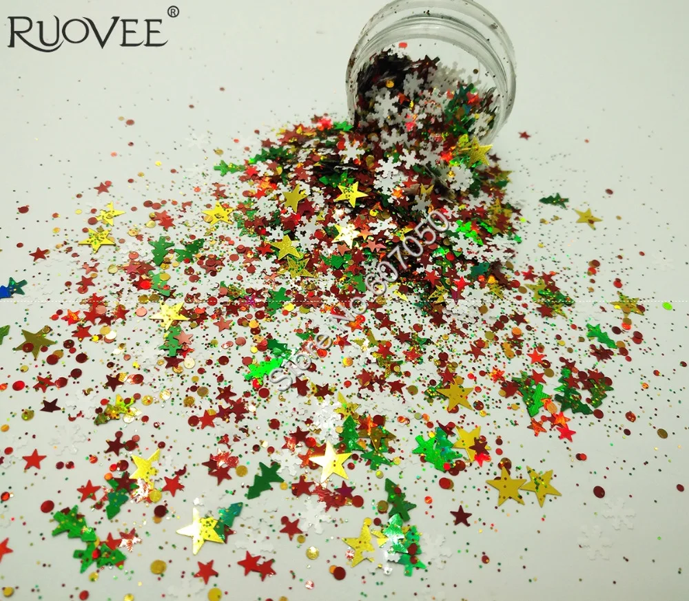 008# Разноцветные рождественские блестки с блеск для ногтей, форма для Блестки для рукоделия, декоративное украшение для лица