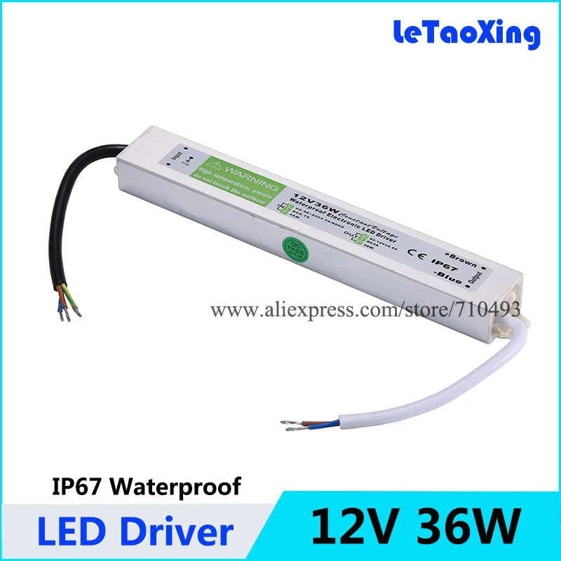 Dc 12v 36w 3a Waterproof Ip67 Electronic Led Driver Outdoor Use Power Supply Led Strip Transformers Adapter Free Shipping Lighting Transformers Aliexpress