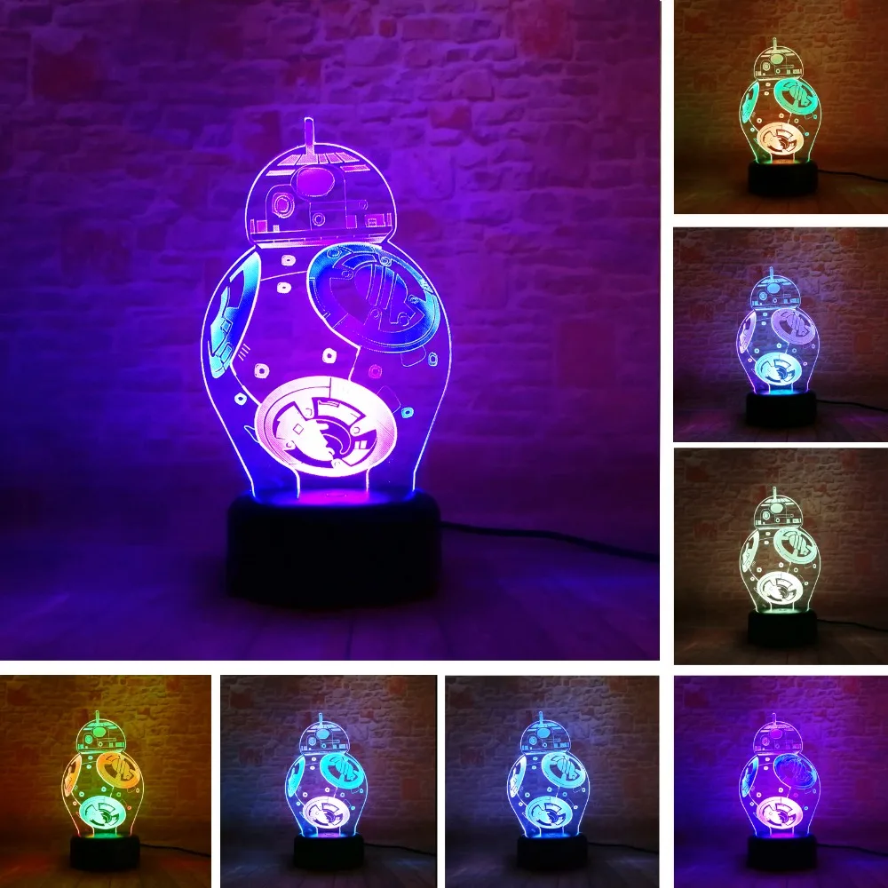 Звездные войны шар-робот 3D Led двухмикс ночник светильник 7 цветов градиент