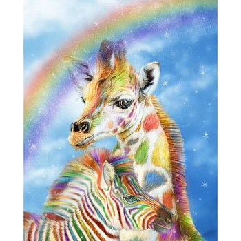 

LaoJieYuan Diamond Painting Giraffe 5D full Drill Daimond Embroidery pebble diamonds for Home Decoration Cartoon Animal Gift