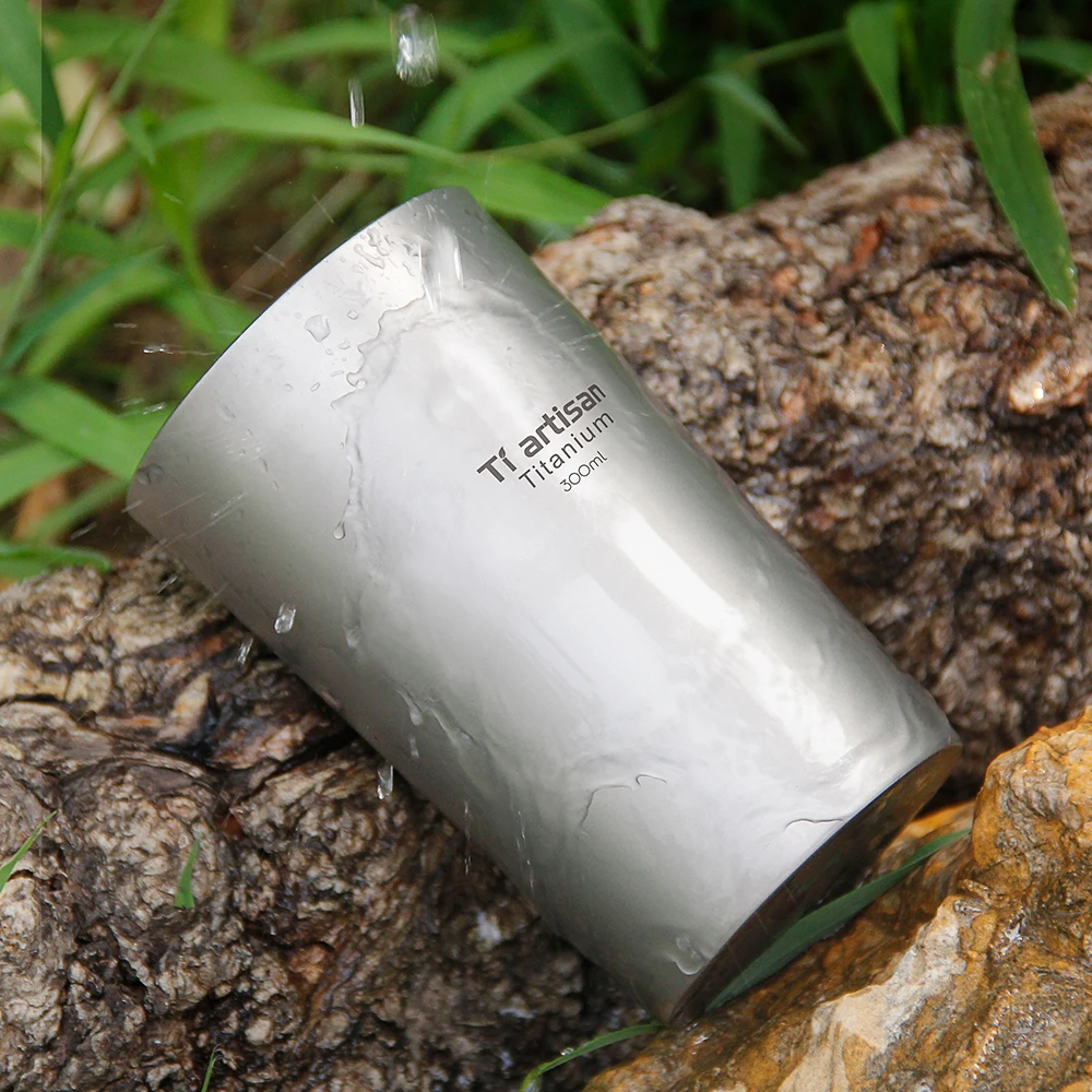 

Tiartisan Outdoor titanium beer mug portable double insulated coffee mug tea drinking mug double wall 300ml