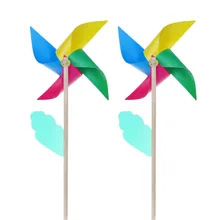 2 шт. духовой Спиннер Простой Четыре цвета штифт ветряной мельницы деревянный полюс Дети игрушечное Колесо Открытый дом орнамент Классические игрушки