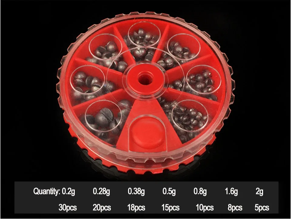 5/7 отсеков рыболовный комплект грузил Сплит свинцовый грузило круглый Сплит дробный укус свинцовый Вес рыболовные снасти аксессуары