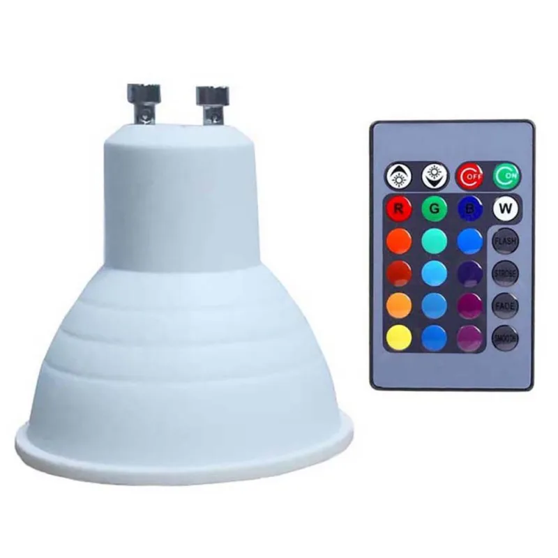 

5W E27 GU10 LED Buble Remote Control RGBW Plastic Package Aluminum Lamp Remote Control Bulb