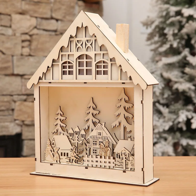 1 шт. мини деревянный дом Рождественская елка подвесные украшения светящиеся домики рождественские украшения для дома креативный Новогодний подарок для детей