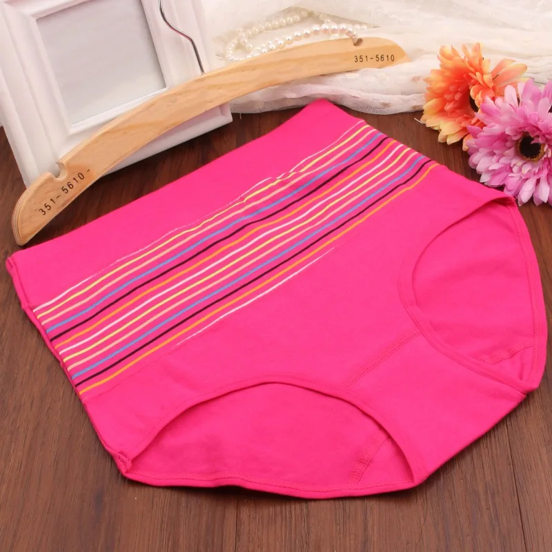 High Waist lady's Underwear Striped Cotton Knickers Female Panties Ropa Interior Femenina Women Panties