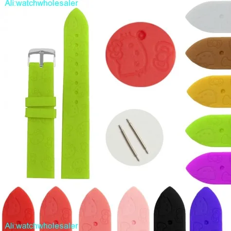 20mm New Green Cartoon Silicone Jelly Rubber Lady Watch Band Straps WB1086G20JB