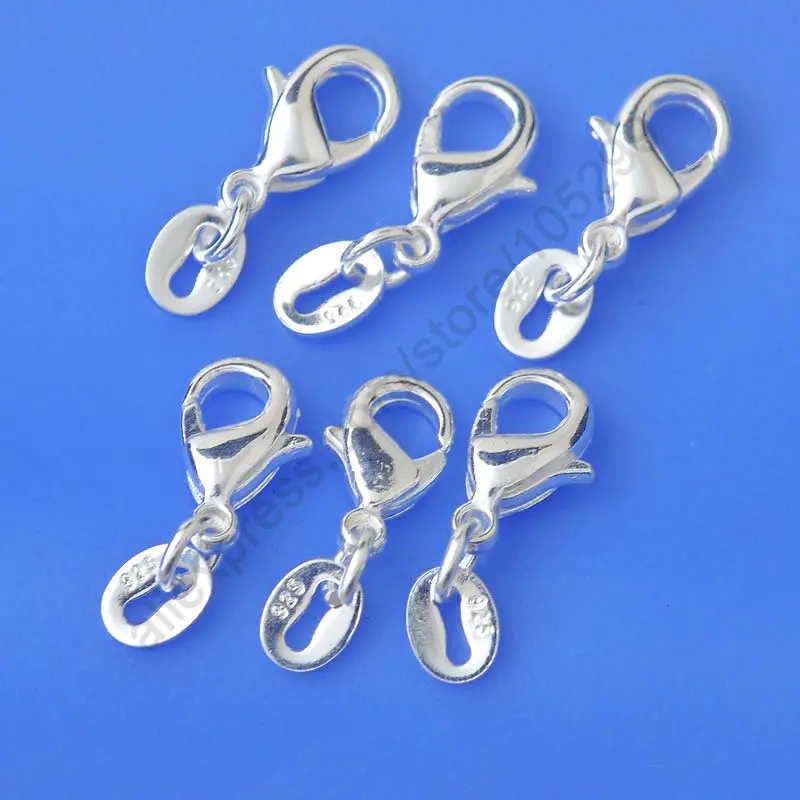 

JEXXI 50PCS/Lot Real Pure 925 Sterling Silver Lobster Clasp Jump Rings Fittings Connector Components For DIY Jewelry Stamped Tag